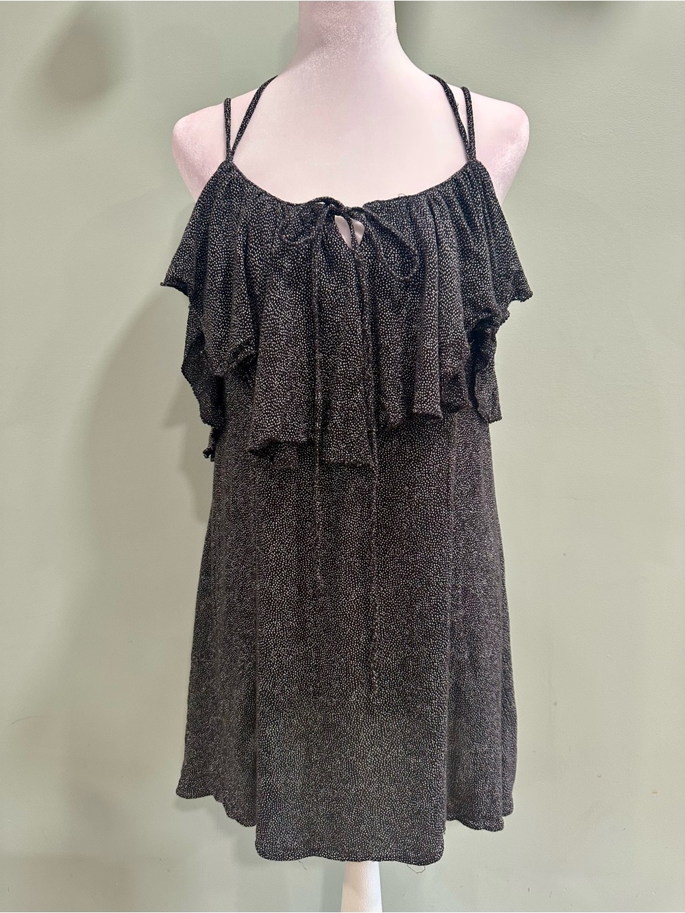 Kimchi Blue Black and White Speckled Ruffle Dress